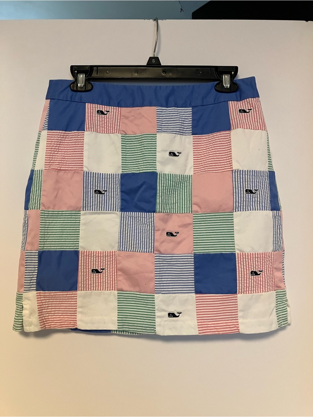 Vineyard Vines Patchwork Mini Skirt in Blue, Pink, Green & White